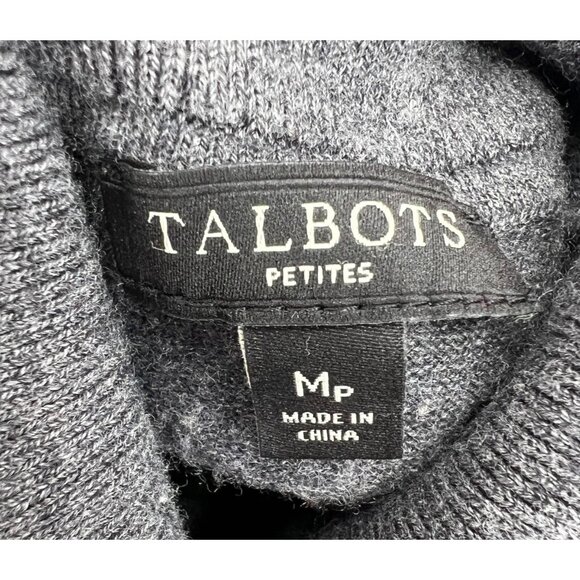 Talbots Petites Women's Gray Turtleneck Sweater M P Cotton Blend Long Sleeve - Picture 2 of 6